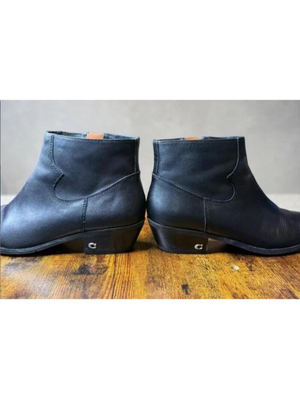 Coach Dani Ankle Booties Black Leather Women Size 8 B EUC - Picture 2 of 8